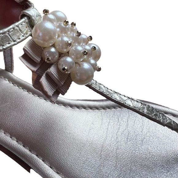 Kate Spade Hedy Thong Sandal Platinum Snake Print Size 8.5 With Box - Picture 5 of 11